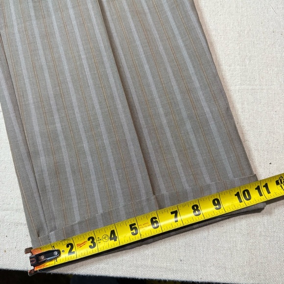 Vintage EJ Samuel 2 Piece Suit + Handkerchief Brown Striped Blazer 46R Pant 40R - Picture 14 of 15